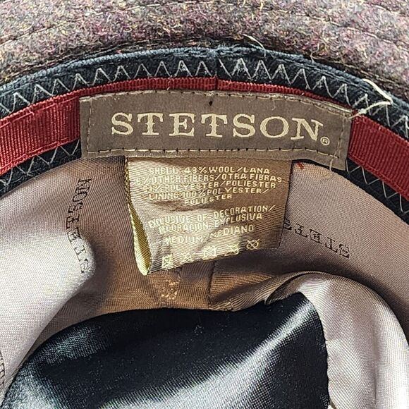 Stetson Brown Wool Blend Fedora Hat Brown Size Medium - Picture 8 of 8